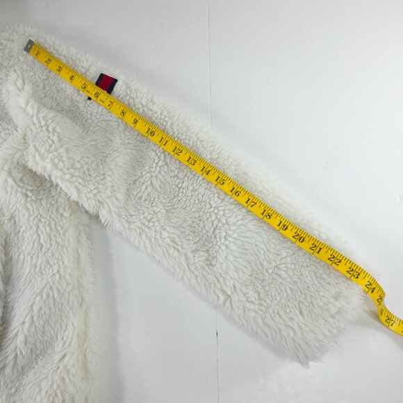TOMMY HILFIGER White Warm Fuzzy Full Zip Sherpa Jacket WOMEN'S SIZE MEDIUM - Picture 13 of 16